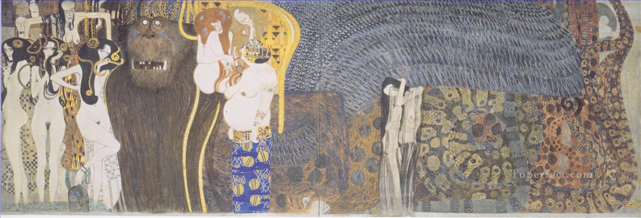 The Beethoven Frieze The Hostile Powers Far Wall Gustav Klimt Oil Paintings